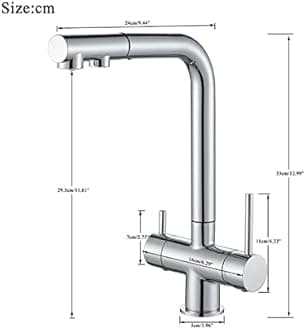 PDOLIGBDN Chrome Brass Pull Out Filtered Kitchen Faucet Dual Handle Hot Cold Drinking Water 3-Way Filter Purification Mixer Taps(Color:Chrome)