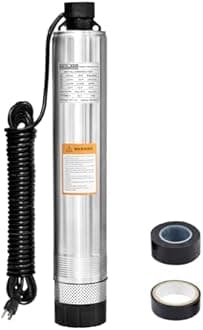 WASSERMANN 4" Septic Pump Submersible Effluent/Cistern Bottom Suction Pump with 33FT Cable,1/2HP,115V/60HZ,26GPM,138FT Head,Stainless Steel Deep Well Pump for Septic Tank Home