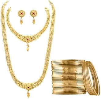 Peora Traditional Gold Plated Maharani Haar Bridal Jewellery Set Gift for Women