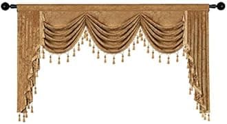 ELKCA Thick Chenille Window Curtains Valance for Living Room Bronze Waterfall Valance for Bedroom,Rod Pocket,1 Panel (Bronze, W98)