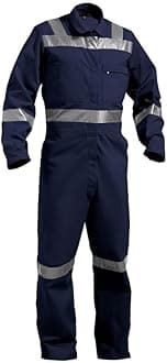 Robustt Blue Boiler Suit | Small, 225 GSM | 100% Cotton Coveralls with Multiple Pockets | Retardant Industrial Workwear with Reflective Tape | Unisex for Industrial & Protective Use