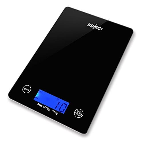 Sumci Glass Kitchen Scale Electronic Scale Kitchen Scale Food Scale Household Nutrition Scales 5kg / 1g Baking Ingredients Scales Tempered Glass Digital Kitchen Scale