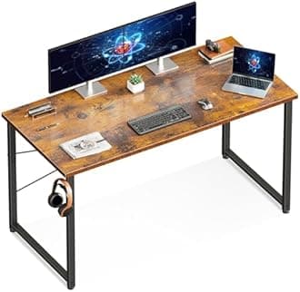 ODK 48 Inches Computer Desk for Home Office, Office Table for Small Spaces, Writing Desk with Headphone Hooks, Vintage