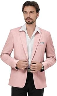 MAGE MALE Men's Slim Fit Blazer Jackets Suit One Button Lightweight Sports Coats Casual Blazer