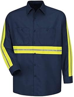 Red Kap Men's Long Sleeve Enhanced Visibility Industrial Work Shirt Work Utility Button Down Shirt (Pack of 1)