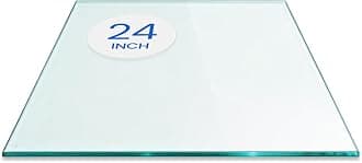 Dulles Glass 24 inch Square Glass Table Top - Tempered - 1/4" Thick Glass Surface, Safe Flat Polished, Eased Corners, Multipurpose for Dining Table, Patio, Coffee and End Table