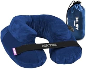 Cabeau Air TNE Evolution Inflatable Travel Neck Pillow Lightweight Inflatable Core Customized Fit Adjustable Clasp with Compact Carry Case for Comfort On-The-Go (Royal Blue)