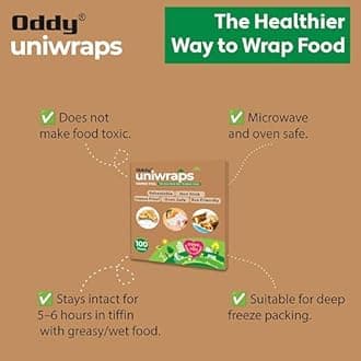 Oddy Uniwraps Food Grade Wrapping Paper Sheets | 10’’x12’’ Pack of 100 Pre-Cut Sheets | Bio-degradable & ISO Certified Paper | The Healthier Way to Wrap Roti, Parantha, Sandwich, Burger & More!