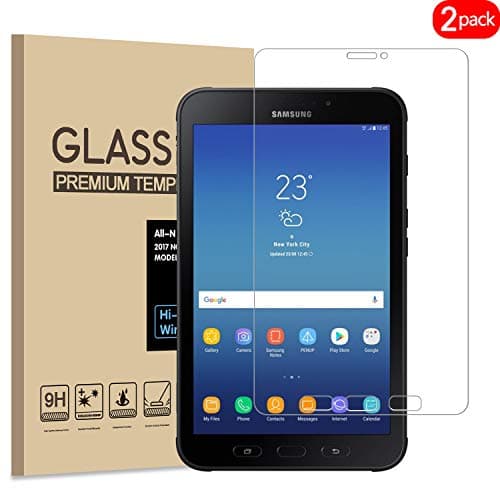 [2 Pack] Samsung Galaxy Tab Active 2 Screen Protector, KATIAN HD Clear Protector [Anti-Scratch] [Anti-Fingerprint] [No-Bubble] [Case-Friendly], 9H Tempered Glass Screen Film Galaxy Tab Active 2