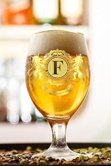 CROWNLY CRYSTAL® Personalised Beer Glass Birthday Gift for Men Dad Husband Brother Pint Glass Gift Ideas for Him (F)