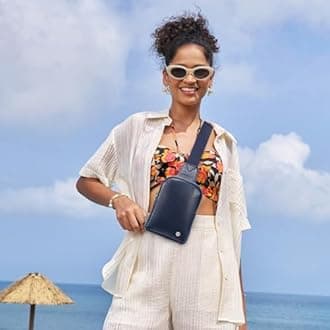 INICAT Travel Small Sling Bag Leather Crossbody Bags for Women Fanny Packs Cross Body Bag for Woman Cross Body Purses(Dark Blue)