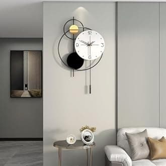 JUJUDA Large Wall Clock for Living Room, Modern Decorative Metal Silent Wall Clocks for Home Decor Bedroom Kitchen Office, 24 Inch Big Wall Clock Battery Operated Non Ticking Decoration Clocks Wall