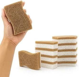 AJIT CART for Biodegradable Natural Kitchen Sponges – Eco-Friendly Compostable Cellulose and Coconut Fiber Scrubbers – Non-Scratch,Reusable Dishwashing Sponges for Kitchen Cleaning 1pice