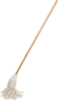 American Market Large Wet Deck Cotton Mop with Solid Wood Handle (11 Oz, White)