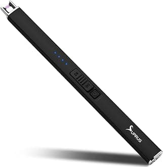 SUPRUS Arc Windproof Flameless USB Rechargeable Lighter with Safety Lock for Candle BBQ Camping (Black)