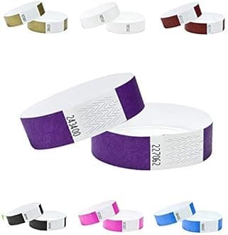 Wristbands Made from Dupont™ Tyvek® 3/4 inch 100 Pack, Paper Like Bracelets Used for Events, Nightclubs, waterparks etc. Purple