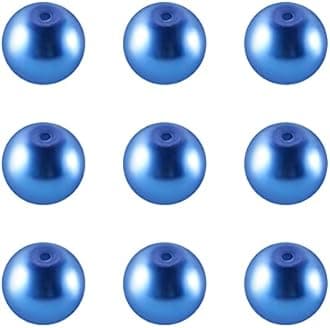 Cheriswelry 100pcs/strand 8mm Round Glass Pearl Beads Strand Tiny Satin Luster Pearl Beads Loose Spacer for DIY Bracelet Necklace Earrings Jewelry Making Crafts Supplies (Royal Blue)