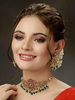 Shining Diva Fashion Latest Stylish Fancy Pearl Choker Traditional Jewellery Set for Women | Temple Necklace Set | Festive Wedding Party Necklace | 22k Gold Plated | Just Like Original Gold Jewellery