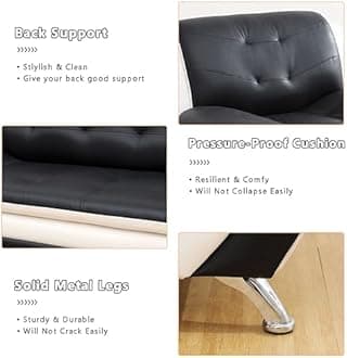 Living Room Sofa Set Leather Couch and Loveseat, Sofa Couchesfor Bedroom, Apartment, Living Room Furniture Sets (Black&White, Sofa+Loveseat)