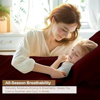 ARlinen King Waterbed Sheet Set - 4 Piece, 100% Cotton, 18 Inch Deep Pockets, Attached Design, Extra Soft Solid Burgundy Bed Sheets