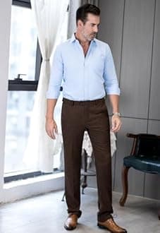 AeoTeokey Men's Suit Pant Herringbone Tweed Dress Vintage Trousers Casual Thick Wool Pleated Front