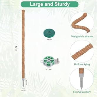 1 Pack Moss Pole, 40 Inch Monstera Plant Support, Moss Poles for Climbing Plants Indoor DIY, Coco Coir Plant Pole Moss Plant Stick Support Stake Kit for Potted Plants, Pothos, Philodendron