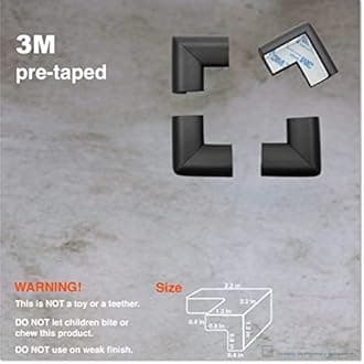 Roving Cove¨ 16-Piece EXTRA PURE, EXTRA DENSE "Safe Corner™ Cushion" - VALUE PACK - ONYX; Premium Childproofing Corner Guard - Child Safety Home Safety Furniture and Table Edge Corner Protectors