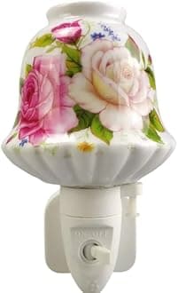 Durable and Clasic LED Night Light - Colorful Floral Ceramic Decorative Light | Ideal for Bedrooms, Hallways, Bathrooms Nighttime Lighting Solution - Perfect Home Decor (Pink Flowers Plug)