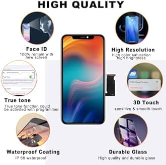 for iPhone XR Screen Replacement Kit COF Full HD LCD Display 6.1 inch (Model A1984, A2105, A2106, A2108) 3D Touch Display Digitizer Frame with Repair Tool