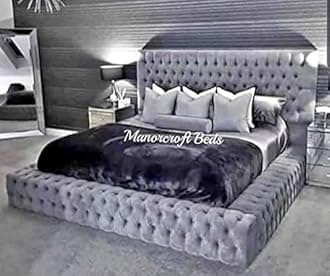 Buckingham Royal Upholstered Chesterfield Plush Velvet Fabric Bed Frame (Steel, 6f Superking)