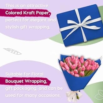 PerkHomy 48" x 2,400" (200') Blue Kraft Paper Roll for Craft Bulletin Board Paper Art Table Covering Crafting Gift Wrapping Bouquet Packing Parcel 80GSM 55LB (Blue, 48" x 200')