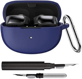 Silicone Case Cover for Bose Ultra Open Earbuds, with 3-in-1 Cleaner Kit and Carabiner (Dark Blue)