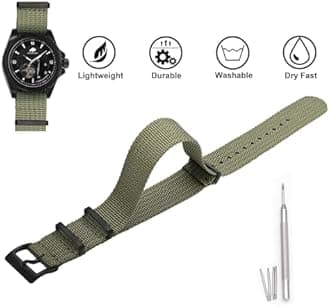 BISONSTRAP Nylon Watch Straps for Men, One-Piece Military Watch Bands, 18mm 20mm 22mm