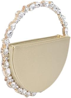 Rhinestone Moon Shape Round Evening Bag Crystal Handheld Circle Clutch Purse for Women’s Parties Weddings Proms