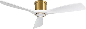 52 Inch Smart Ceiling Fan with Light and Remote, Indoor 3 Blade White Gold Low Profile Flush Mount Modern Ceiling Fans for Bedroom Living Room