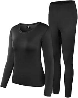 - Thermal Underwear Women Ultra-Soft Set Base Layer Top & Bottom Long Johns with Fleece Lined Winter Warm