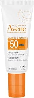 Mineral Sunscreen SPF 50 Face Lotion, fast absorbing, 100% Mineral Sunscreen, Protects against UV, pollution + bluelight, With with Zinc Oxide + Bisabolol, 80 minute water resistance 1.3 oz
