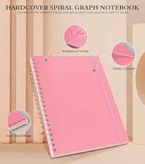 UEBZFOCS Graph Spiral Notebook College Ruled A4 Spiral Bound Journal 8.5” x 11”, Pink