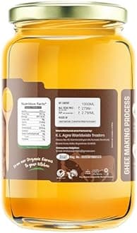 A2 Gir Cow Desi Ghee - 1 L | A2 Gir Cow Desi Ghee | Traditional Bilona Ghee | Hand-Churned Curd | 100% Organic & Grass-fed | Rich in Vitamins & Antioxidants | Glass Jar