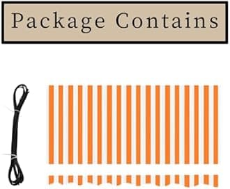 Commercial Patio Awning Top Replacement Fabric| 100% Polyester Sunshade Shelter with UV & Water-Resistant Fabric for Deck, Balcony, Yard, Coffee,Customizable(Orange White Stripes,15x9.8ft)