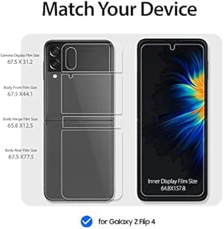 DOME GLASS Whitestone Premium Film [1PACK] for Samsung Galaxy Z Flip 4 TPU Film Screen Protector, Anti-Shock,HD Clear, Hinge Cover Film Included,Self Healing Film for Galaxy Z Flip 4 2022