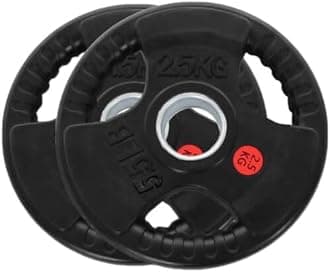 2.5kg Tri-Grip Olympic Rubber Bumper Weight Plate Set | 2” Standard Barbell Plates for Strength Training & Weightlifting | Durable, Non-Slip Grip for Home & Commercial Gyms