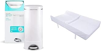 Step Diaper Pail Powered by Arm & Hammer, #1 in Odor Control & Secure Grip™ Contoured Baby Diaper Changing Pad for Dresser, Waterproof, 16" x 31"