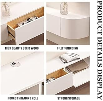 Floating TV Stand, Wall Mounted TV Cabinet, Media Console, With Cable Holes, Storage Component Shelves, For Living Room,Bedroom (Color : White-A, Size : 140cm)