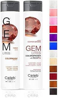 Celeb Luxury Intense Color Depositing Colorwash Shampoo + BondFix Rebuilder, Vegan Hair Dye, Sustainably Sourced Plant Based, Semi Permanent Hair Color, Viral and Gem Lites Duos