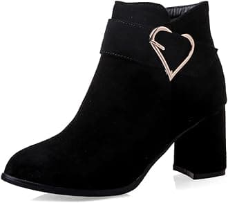 Dernolsea Heeled Ankle Boots for Women, Pointed Toe Zip Up Block Mid Heel Ladies Ankle Boots