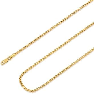 Mens Gold Chain 18K Gold Box Chain for Women with 925 Sterling Silver Lobster Clasp 2.5mm Necklace for Women Mens 18K Gold Necklace Chain 16/18/20/22/24/26/30 Inches