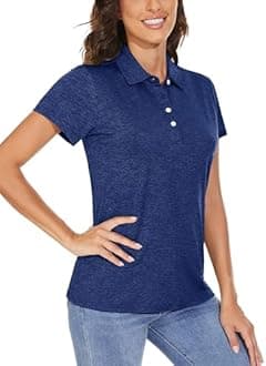 TACVASEN Polo Shirts for Women Short Sleeve Golf Shirts 4-Button Quick Dry Workout Tops Collared for Work Running Tennis