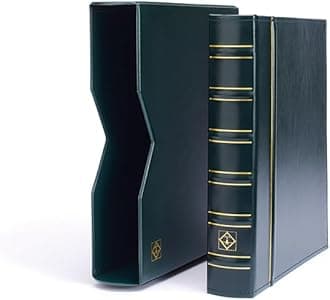 LIGHTHOUSE - Vario Classic Binder - 4-Ring Binder with Padded Leatherette Cover and Slipcase for up to 50 Sheets - Green