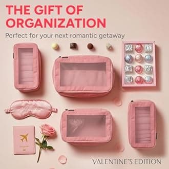 Aerotrunk Compression Packing Cubes for Travel - Luggage Organizer Bags - Double Zipper Packing Cubes for Suitcases (6-Pack, Beige)